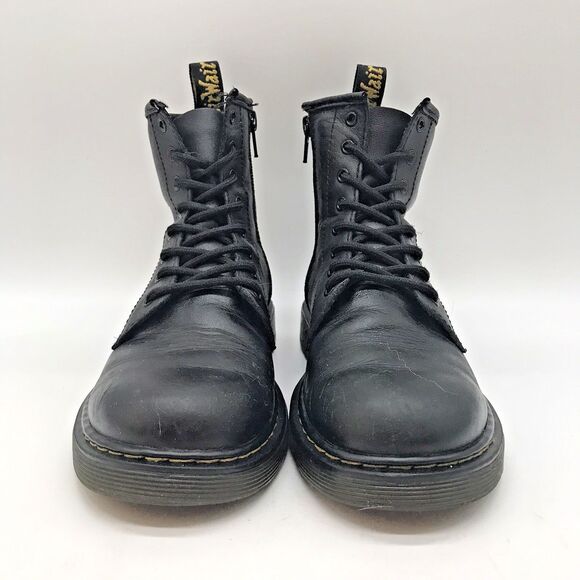Dr. Martens Docs 1460 J Combat Boots M4 L5 EU36 Black Leather Side Zip High Top - Picture 2 of 11